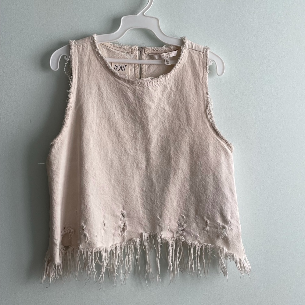 Zara Cream Sleeveless Crop Top